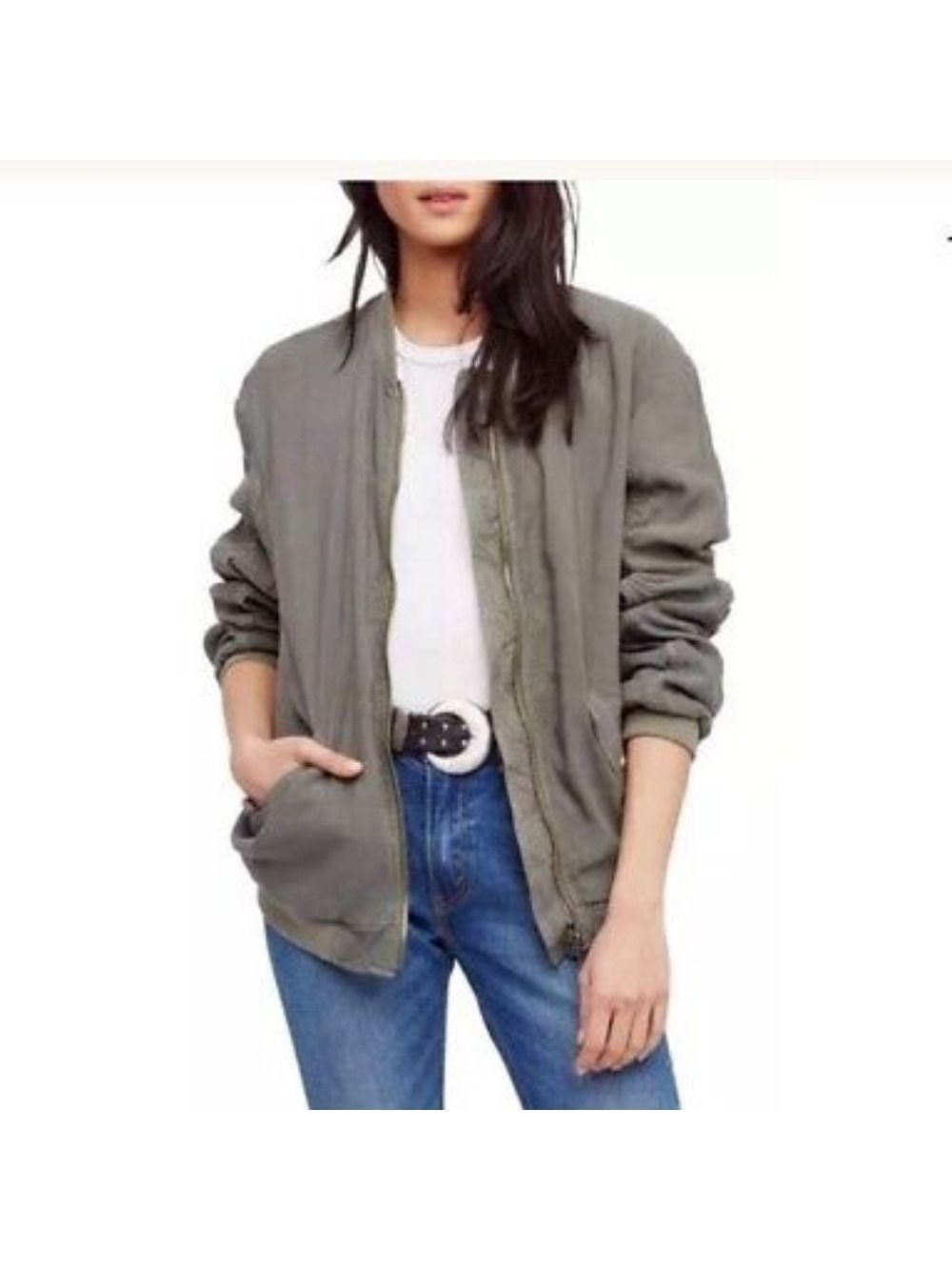 Free People Ruched Linen Bomber Jacket - Women's